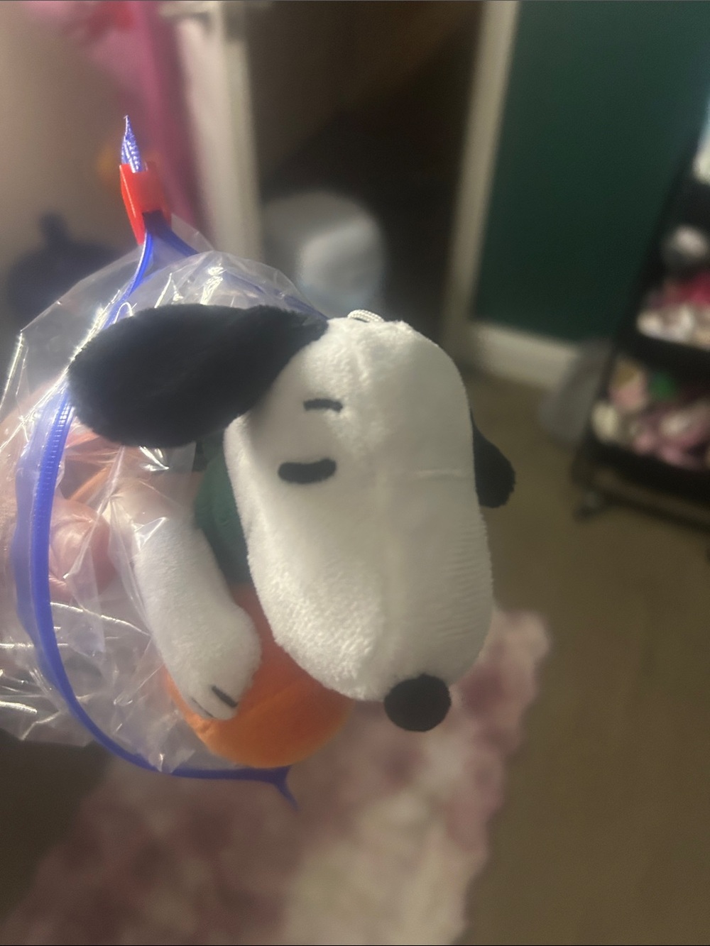 Starbucks Snoopy Plush Keychain with Orange Pumpkin and Green Collar - Picture 3 of 6